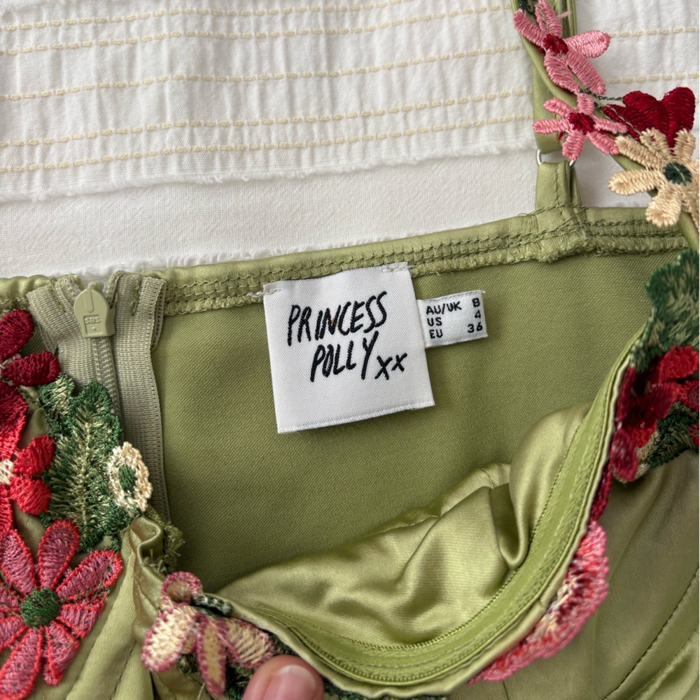 Princess Polly Green Floral Embroidered Dress